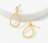 Diamonique Gold Clad Sterling Silver Pave Pear Drop Earrings